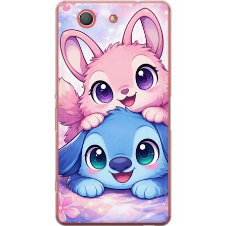 Kompatibelt Mobilskal till Sony Sony Xperia Z3 Compact Söt kawaii-illustration med rosa och blå fantasidjur, stora ögon och mjuka färger perfekt f