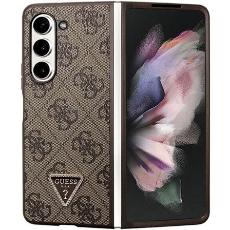 Guess Nahka 4G Triangle Strass kotelo Samsung Galaxy Z Fold 5 - ruskea