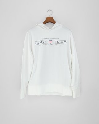 GANT - Hettegenser med Gant grafikk til herre eggshell