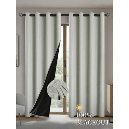 Mørkleggingsgardiner med varmeisolerende fôr for stue, soverom, kjøkken, interiør, romdekorasjon i beige beige beige