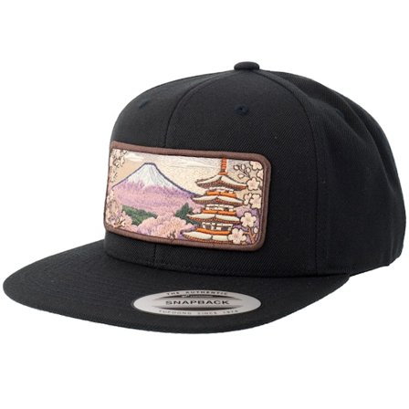 Wild Spirit - Tokyo Wide Patch Black Snapback Snapback Black Cap - @ Hatstore
