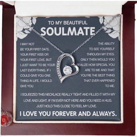 Halsbandspresent till fru eller flickvän från make eller pojkvän, årsdag, födelsedag, Alla hjärtans dag Soulmate Smycken, Forever Love Halsband (LGL)