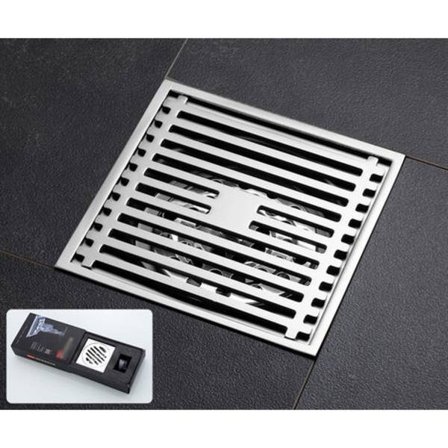 Duschbrunn, Rostfritt Stål Anti-Lukthårfilter, Mässing Golvbrunn Sil, Badrum Stor Kaliber, Kvadrat