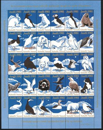 Grønland - julmärkeark 1981 - Utakket øvre, venstre og højre marginal - Ufoldet