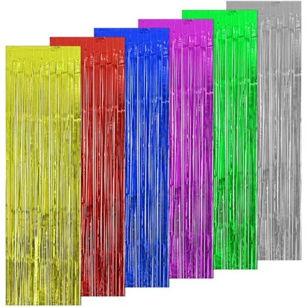 6 Pak Metalfolie Gardiner Tinsel Folie Frynser Gardiner Baggrund