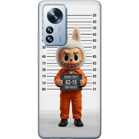 Yhteensopiva Puhelinkuori Xiaomi Xiaomi 12 Pro Söpö piirretty pupuhahmo vankilavaatteissa ja vankinumerolla taustana mittamerkinnät