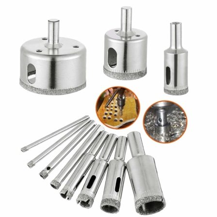 10-pak diamantbor, sett for glassfliser og keramikk