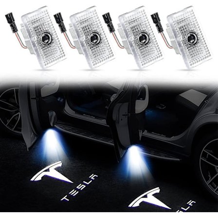 Opgraderet Tesla Dørpuddel Lys 2022, Logo Projektor til Model 3ysx, Tesla Tilbehør, Hdultra-lys LED Velkomsttrinlys, Hilsen Atmosfære