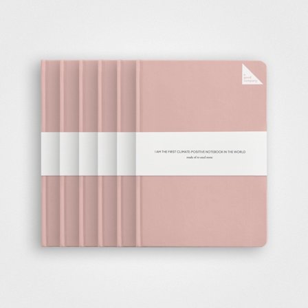 6 Pack Stone Paper Notebook Set—A5 Hardcover, Dusty Pink, Lined