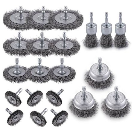 Trådborste för borr, slipande trådhjul för 1/4 tums sexkantskaft borr, trådborste för borr, borrtrådborste