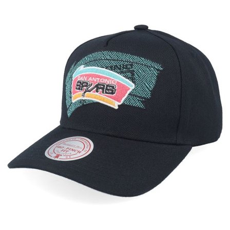Mitchell & Ness - NBA Svart adjustable Keps - San Antonio Spurs Tilted Pro Hwc Black A-Frame Adjustable @ Hatstore