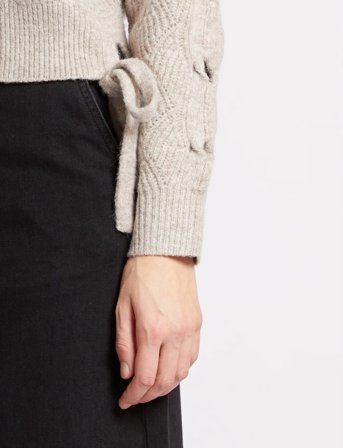 French Connection Tina Cable Tie Jumper - Beige - L