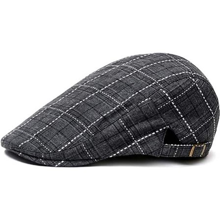 Flad Kasket Beretter Plaid Vintage Stil, Newsboy Kasket Justerbar Unisex