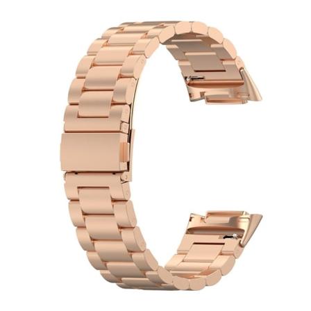 Fitbit Charge 5 klockarmband i rostfritt stål med tredubbla pärlor - Roséguld Rosa