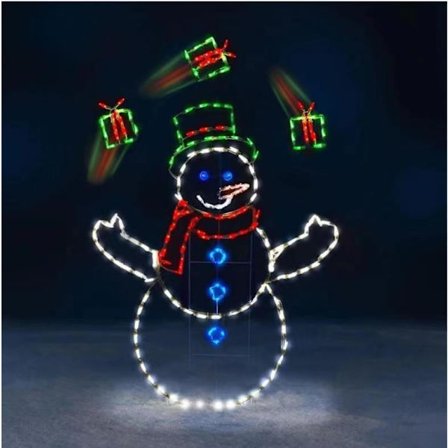 Jule Sneboldkamp Lys Kæde Jul Udendørs Have Sneklædt Glødende Ramme Skilt Jern Kunst - Enkelt Snemand