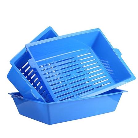 Kattebakke med Dæksler, Blå 43X33CM Blue 43X33CM