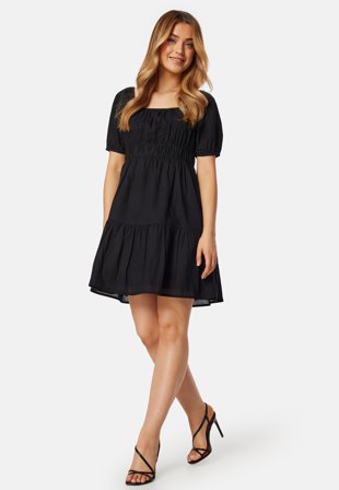 Bubbleroom - Short Sleeve Cotton Dress - Black - Kläder