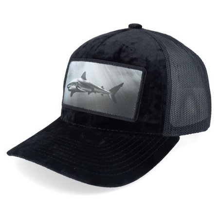 Calza Pennello - Svart trucker Keps - Shark Big Patch Velvet Black Trucker @ Hatstore