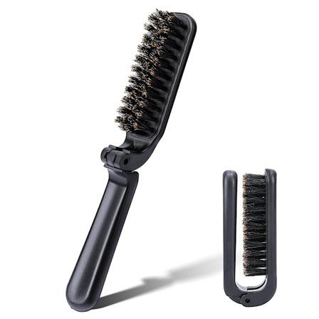 Reisehårbørste, sammenleggbar villsvinbørste, sammenleggbar lommehårbørste, antistatisk rekkehårbørste, miniskjeggbørste, bærbar hårstylingverktøy
