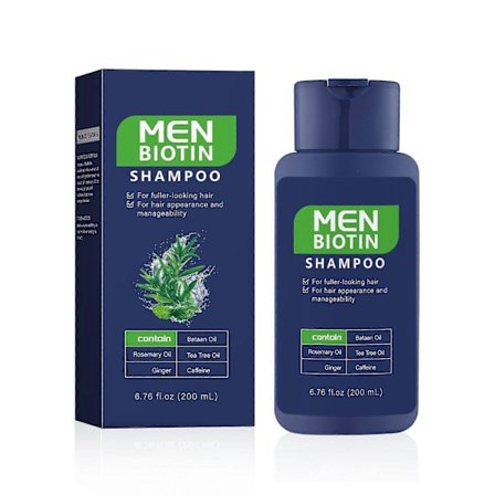 Hårvækst Shampoo til Mænd - Biotin Fortykning Shampoo med Rosmarin Tea Tree Olie Koffein mod Hårtab og Udtynding - 200ML