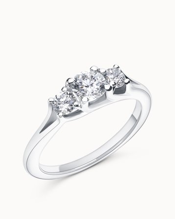 Trestensring Elena 950 Platina Naturlig Diamant 0.50 Carat - Förlovningsringar & Vigselringar hos Vanbruun