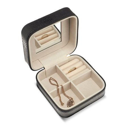 Gillian Jones Gillian Jones kvadratisk smykkeskrin i vegansk PU Sort, Tøj & Bolig, Opbevaring & Organisering, Smykkeskrin