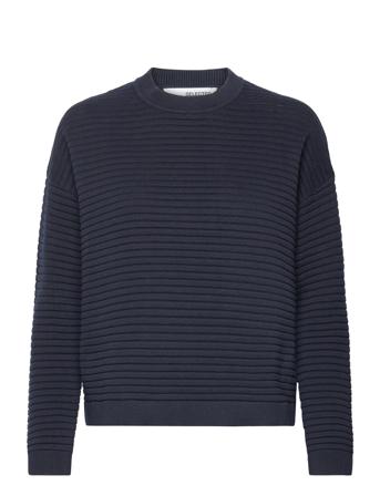 Slflaurina Oc Ls Knit O-Neck Navy Selected Femme