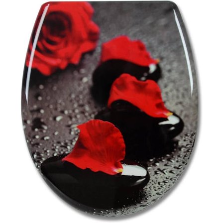 Rootz Soft-Close toalettsits - Duroplast Lock - Rose Dream Motiv - Antibakteriell - 45,5 cm x 37,1 cm x 1,8 cm - Hög stabilitet, rostfria gångjärn