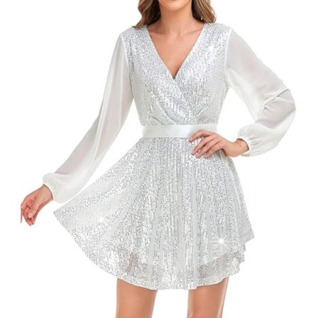 Kvinnors Sexig V-ringad Mini-paljettkjol