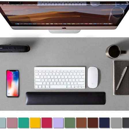 Læder skriveunderlag musemåtte kontor skriveunderlag lysegrå