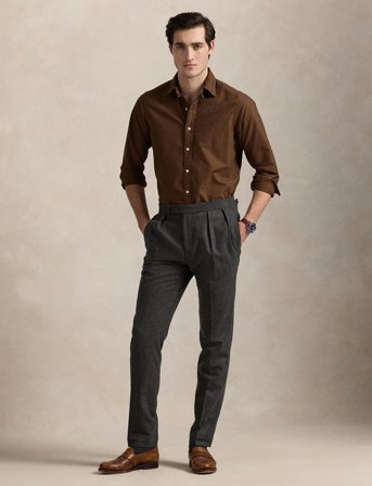 Polo Ralph Lauren Custom Fit Garment-Dyed Oxford Shirt - Brown - S