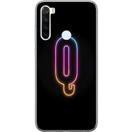 Kompatibelt Mobildeksel til Xiaomi Xiaomi Redmi Note 8 Minimalistisk neonbokstav Q i skinnende farger mot mørk bakgrunn