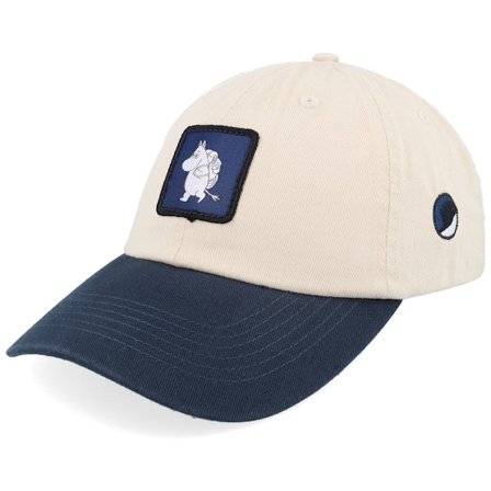 Moomin - Beige Unconstructed Cap - "Moomin Washed Stone/Navy Dad Cap " @ Hatstore