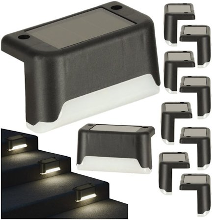 Udendørs Solar LED Trappelys, Skumringssensor, 8-pak