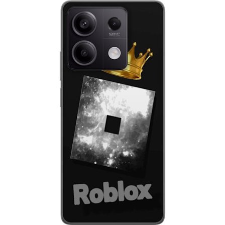 Kompatibelt Mobildeksel til Xiaomi Xiaomi Redmi Note 13 Pro Minimalistisk svart og sølvfarget Roblox-symbol med gylden krone og luksuriøs gamer-este
