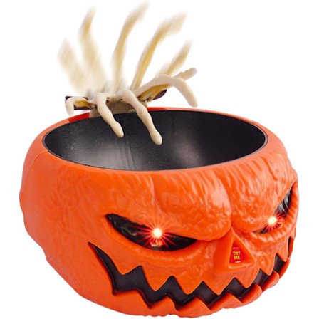 Halloween Godteri Skål, Animert Gresskar Godteriholder, Opplyste Røde Øyne og Lyd Godteriskål med Bevegelsesaktivert for Knask eller Knase