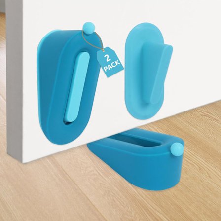 Söt Dörrstopp, Dörrstoppar til Gulv, 2-pak Dörrstopp, Dekorative Gummidörrstopp, Beskytter Dine Gulve Blå