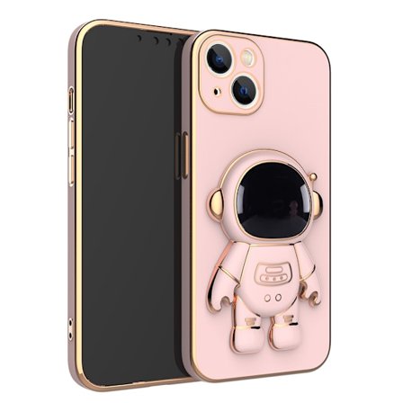 Astronaut Stand Beskyttelsesdeksel, Søtt 3D Astronaut Stand Tegneserie Myk TPU Belagt Støtfangerdeksel for iPhone 11 Pro - Rosa