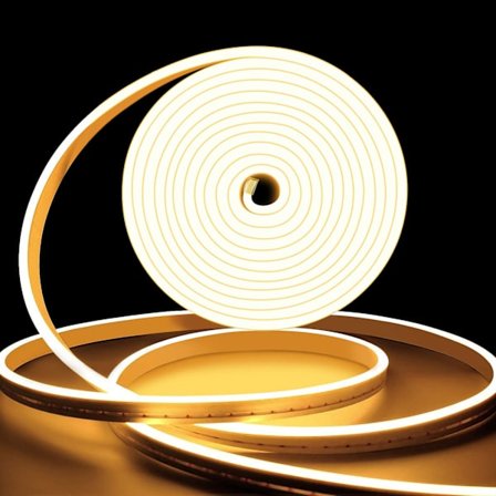Neon LED-strimmel Varm Hvid 16,4ft/5m 12V DC Fleksibel Neon Snorbelysning Vandtæt IP65 Neon LED-lys