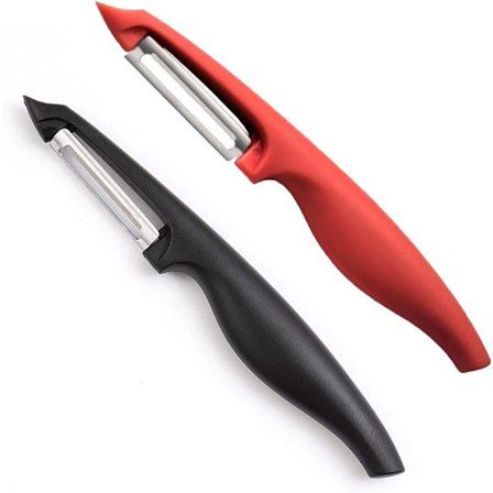 Universal skreller med pendelblad, skarp, dobbeltsidig, flekk