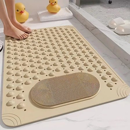 Skridsikker bademåtte med massageknopper PVC sikkerhedsmåtte brusebad & badekar blå prikket_TF_TF