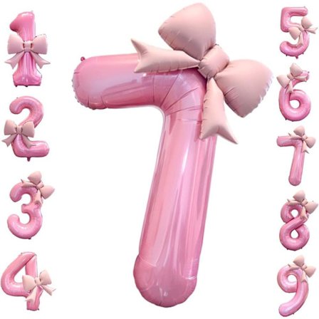 40 tommer 0–9 tallballong rosa med sløyfe, stor folieballong til bursdagsdekorasjon