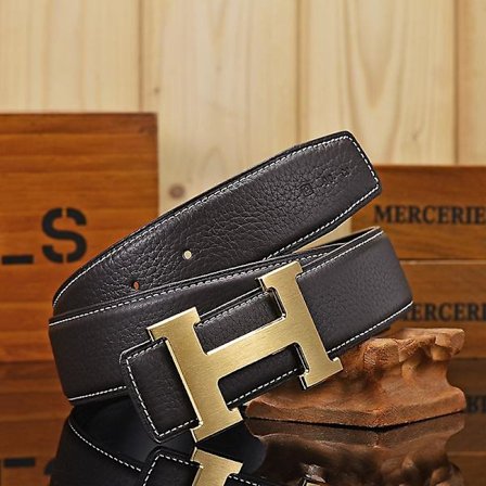 Lærbelte for menn med metallspenne