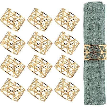 12 stk. Servietringe til Spisning, Jubilæum, Fødselsdag, Jul, Stearinlysfest, Ferie, Festlig Borddækning, Borddekoration