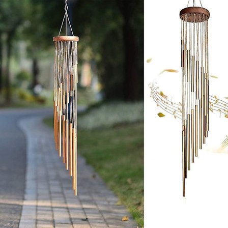 Vindspel utomhus, stora vindspel, 36" trädgårdsspel med 18 aluminiumrör för trädgård, uteplats, bakgårdsdekor, present etc. (guld)
