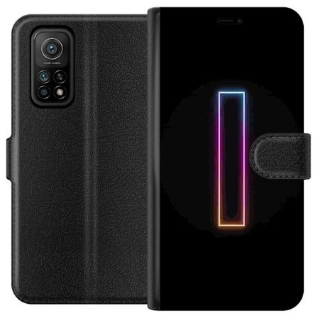 Kompatibel Tegnebogsetui til Xiaomi Xiaomi Mi 10T 5G Minimalistisk neonbogstav I i regnbuefarver mod mørk baggrund