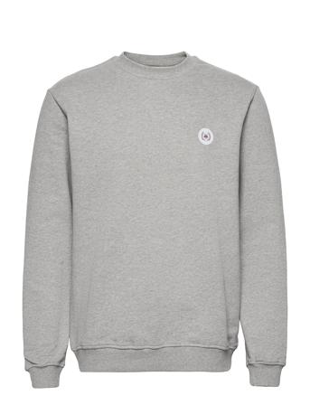 Our Braxy Patch Crew Sweat-shirt Genser Grå Woodbird*Betinget Tilbud
