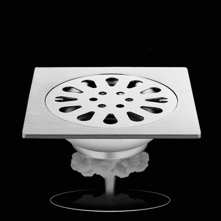 Rostfritt stål tjock golvbrunn duschbrunn fyrkantig luktfri för badrum 9,8*9,8, engångsbruk