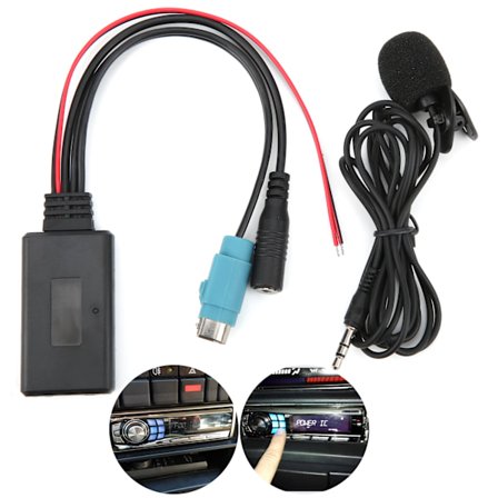 Bluetooth 5.0 AUX Kabel Adapter med Mikrofon til Alpine KCE‐236B CDA‐9852/E CDE‐9887/R{XW}