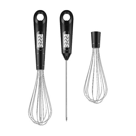 2-i-1 Praktisk Madtermometer Digitalt Kødtermometer Piskeris i Rustfrit Stål Cookin-yu[CO]